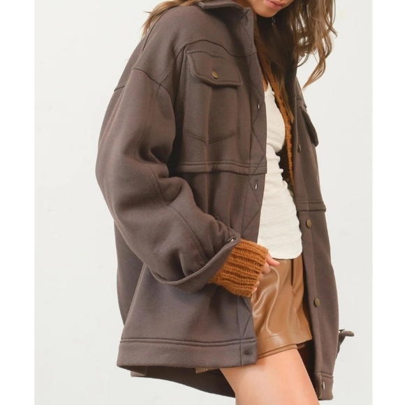 #411 SALE 🛑0420 S,M,L Trendy Washed Fleece French Terry Jacket - Picture 2 of 5